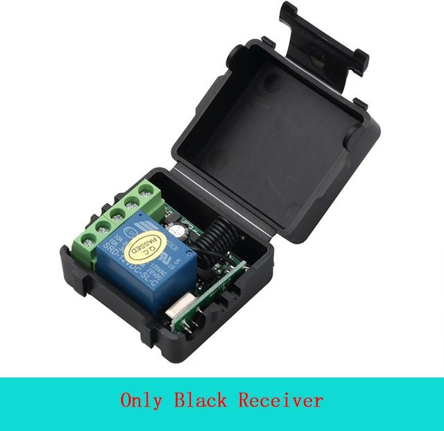 YJMP 433MHz Funk-Schalter Set mit 1-Kanal RF 10A Relais-Empfänger und 2-Kanal-Sender für Tür-Elektromagnetische Schlösser, DC 12V, Grün/Schwarz - Bild 1
