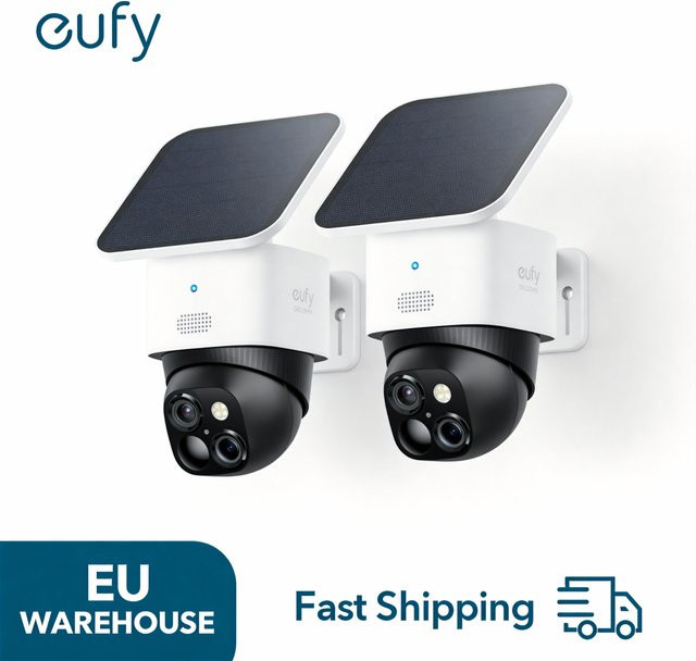 Anker eufy Security SoloCam S340 2er Pack Außenkamera mit 360 Grad Überwachung, Solarbetrieben, Weiß - Bild 1