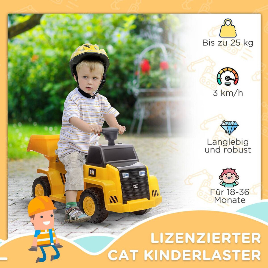 HOMCOM Elektro Kindertraktor Gelb mit kippbarer Ladefläche, Licht und Sound, Aufsitztraktor für Kinder von 1,5 bis 3 Jahren, B/H/L: 36 x 74,5 x 43,5 cm - Bild 4