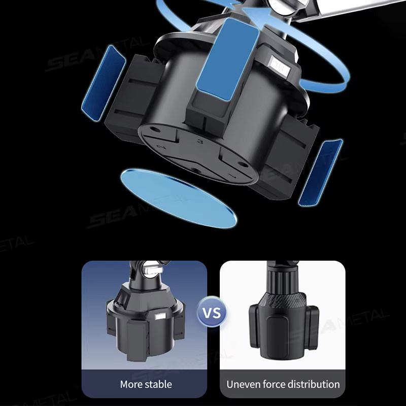 SEAMETAL Autotelefonhalterung für Getränkehalter in Schwarz mit verstellbarer Basis und 360-Grad-Drehung für Smartphones und Tablets - Bild 4