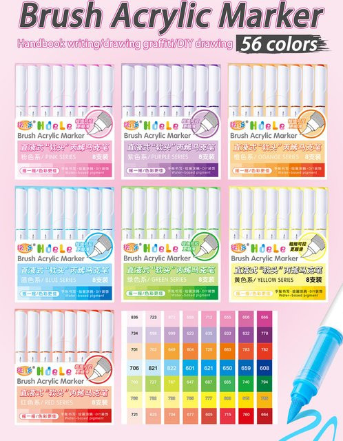 Hdele Acryl Marker Pen Set mit 56 Farben und Pinselspitze für DIY Graffiti, Malen und Zeichnen - Bild 1