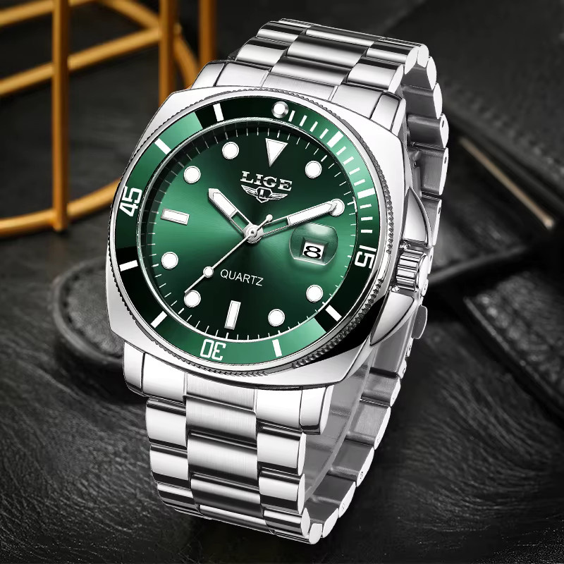 LIGE Armbanduhr Quarz, Edelstahl, Schwarz, Herren - Bild 3