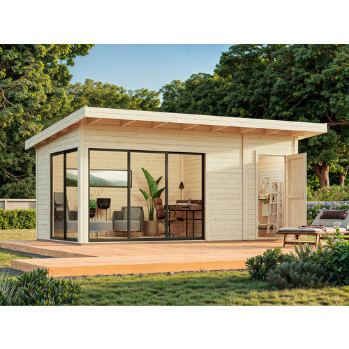 Palmako Gartenhaus Andrea Slide Plus aus Fichtenholz mit Pultdach in Braun - Bild 3