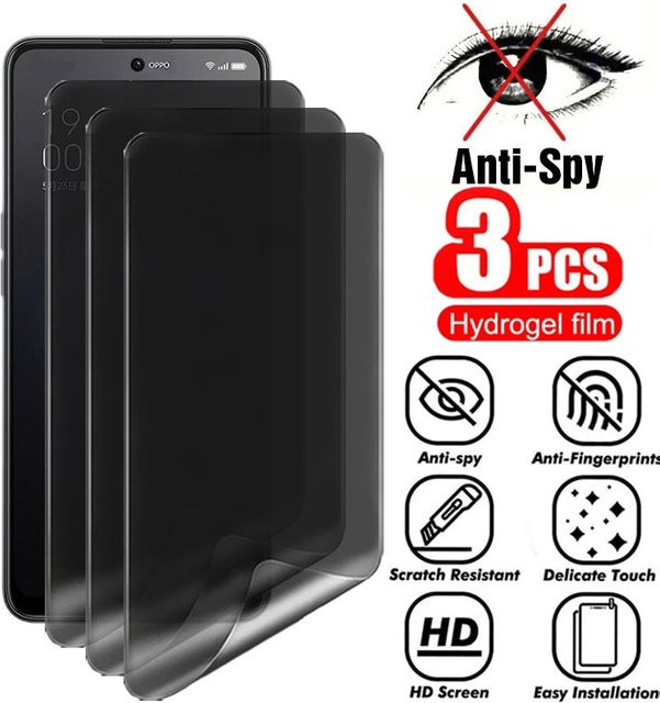 3er-Set Hydrogel Privatsphäre-Displayschutzfolie für Samsung Galaxy A05 A15 A25 A35 A55 A04 A14 A24 A34 A54 F04 F14 F34 F54 in Transparent - Bild 1