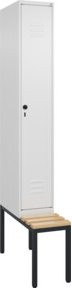 C+P Spind Classic PLUS Garderobenschrank mit integrierter Sitzbank, 1 Abteil, Sicherheits-Drehriegel, 3 Garderobenhaken, Farbe: Anthrazit/Schwarz, B/T/H: 212,0 x 30,0 x 81,5 cm - Bild 1
