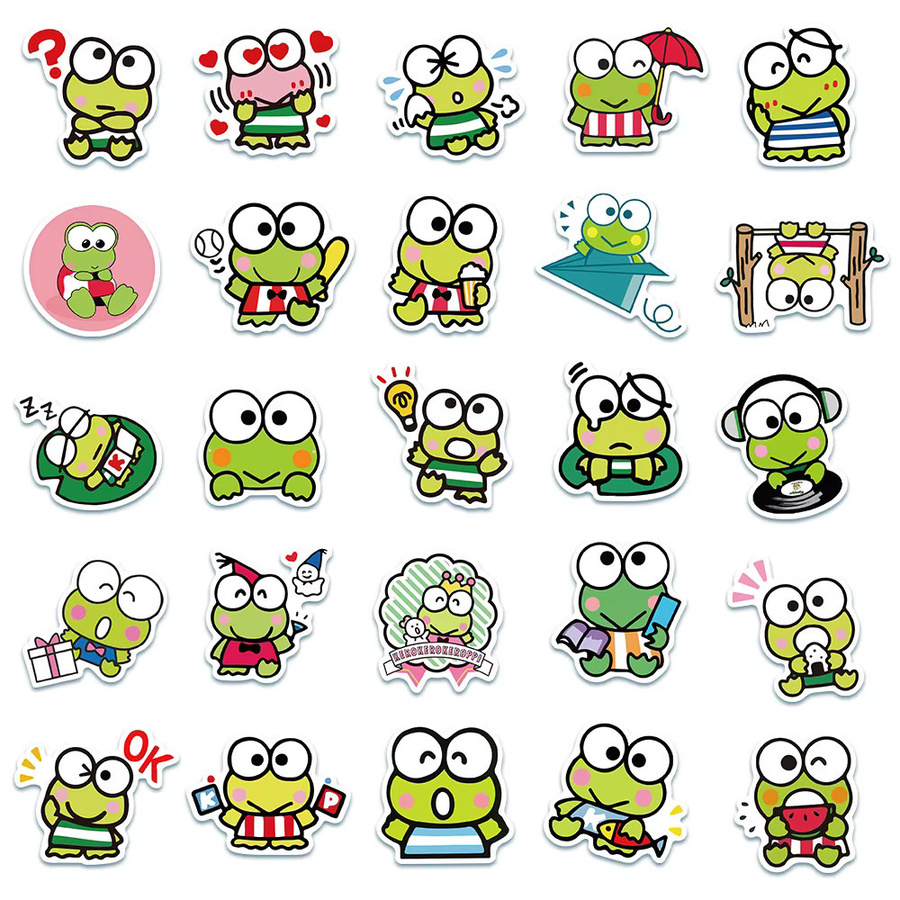Sanrio Kerokerokeroppi Anime-Aufkleber, 10-teiliges Set, multicolor - Bild 3