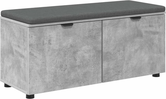 vidaXL Flurbank mit Kissen und Schuhregal in Betongrau, B/T/H: 100 x 38 x 46 cm - Bild 1