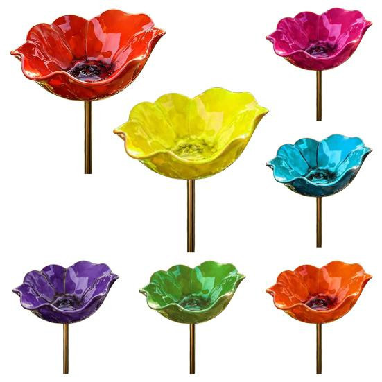 Talos home Garden Metall Gartenstecker Blume als Bestäuberfreundliche Bienen Tränke und Vogelbad in Rot, 2 Stück - Bild 6