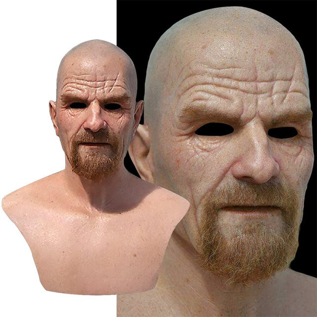 Alte Mann Kopfschmuck, Realistische Opa Maske, Bunt / Mehrfarbig - Bild 1