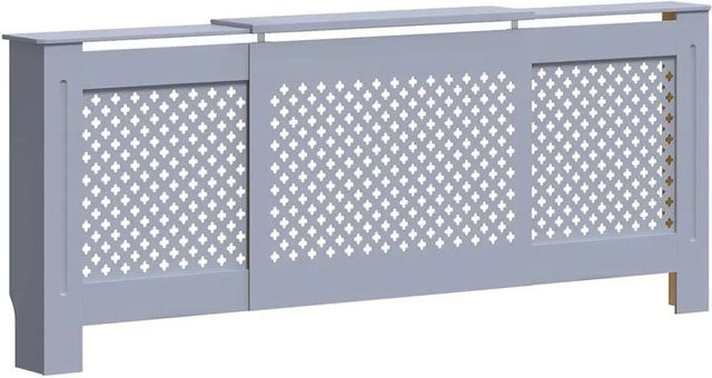 vidaXL Heizkörperverkleidung aus MDF in Grau mit modernem Lattenrost-Design, Höhe: 142 cm, Breite: 81,5 cm, Tiefe: 20,5 cm - Bild 1