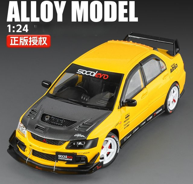 MAKEDA Mitsubishi Lancer Evolution IX EVO9, Rennwagen, 1:24, Gelb, Metall - Bild 1