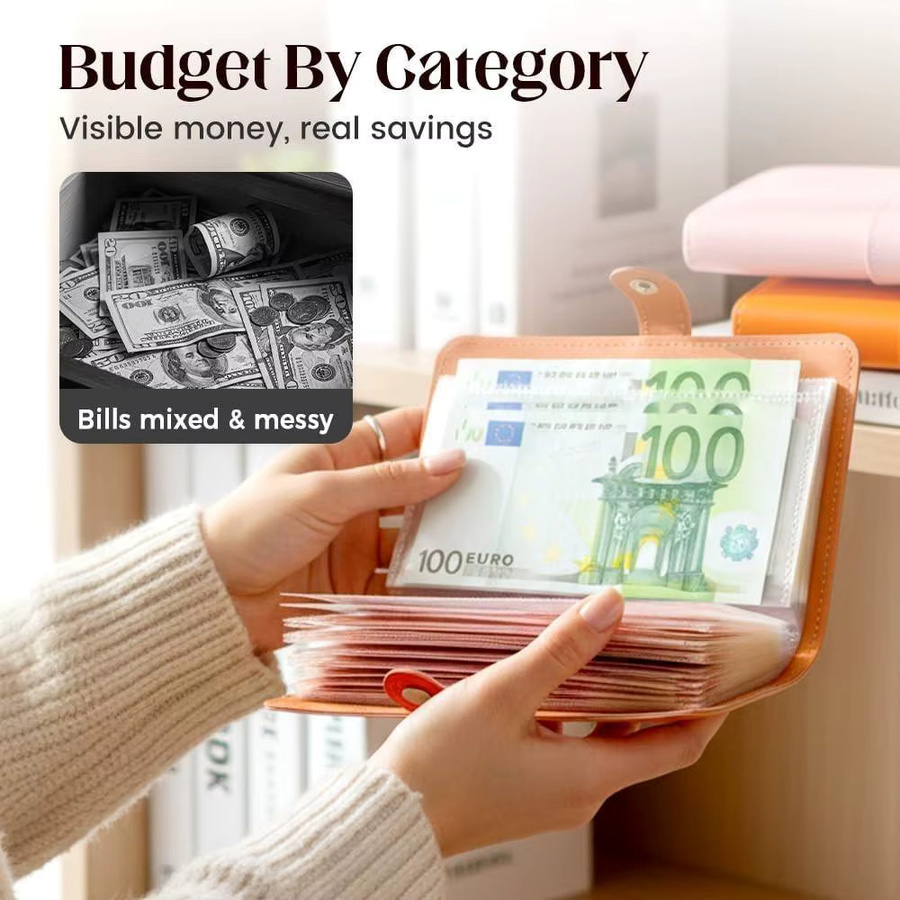 A6 Banknoten-Album aus PU-Leder in Pink mit 100 Kartenfächern für Geldscheine, Fotos, Briefmarken und Bankkarten - Bild 4