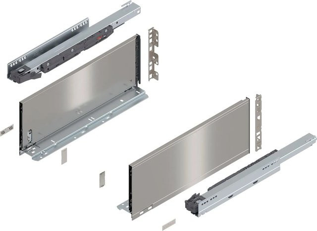 Blum Legrabox Pure Set Schubladenauszug Tip-On Vollauszug Inox Silber, Tiefe: 450 mm - Bild 1