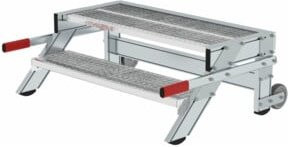 MUNK Aluminium-Arbeitspodest fahrbar mit Stahl-Gitterrost in Silber, Stufenbreite: 100 cm - Bild 1