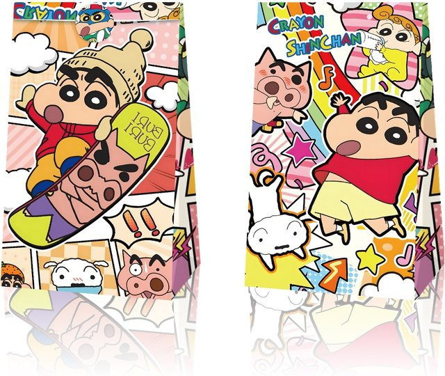 Bandai Crayon Shin-chan Partyzubehör Set aus Papier-Geschenktüten mit Aufklebern in Mehrfarbig für Kindergeburtstage, 12 Stück - Bild 1
