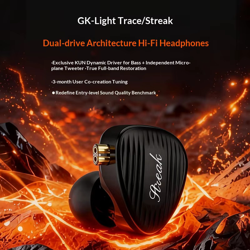 Hot GK Streak Kabelgebundene HiFi-Kopfhörer mit KUN Dynamischem Treiber und Mikro-Planar-Hochtöner für Audiophile - Bild 2