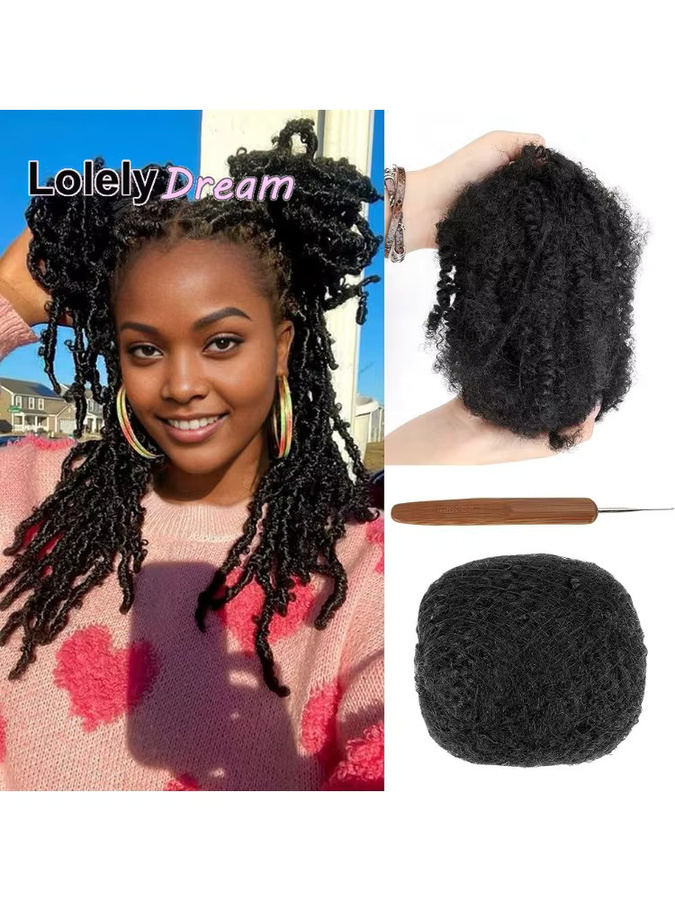 Lolely Dream Afro Kinky Bulk Echthaar, 50 g, Naturschwarz, Unbehandelt - Bild 6