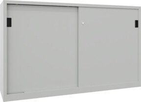 Pavoy Schiebetürenschrank grau mit 4 verzinkten Böden und Schloss, B/T/H: 120 x 40 x 200 cm - Bild 1