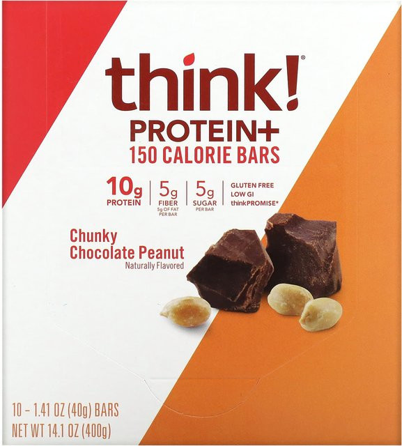 thinkThin Protein & Ballaststoff Riegel Schokoladen-Erdnuss Stückchen 10 x 40 g - Bild 1
