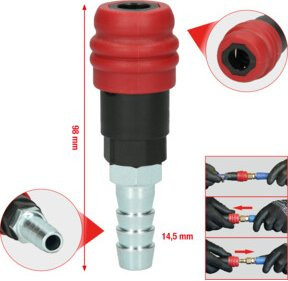 KS Tools 2 Stufen-Druckluft-Sicherheitskupplung mit Schlauchtülle, Rot, 2 Stück - Bild 1