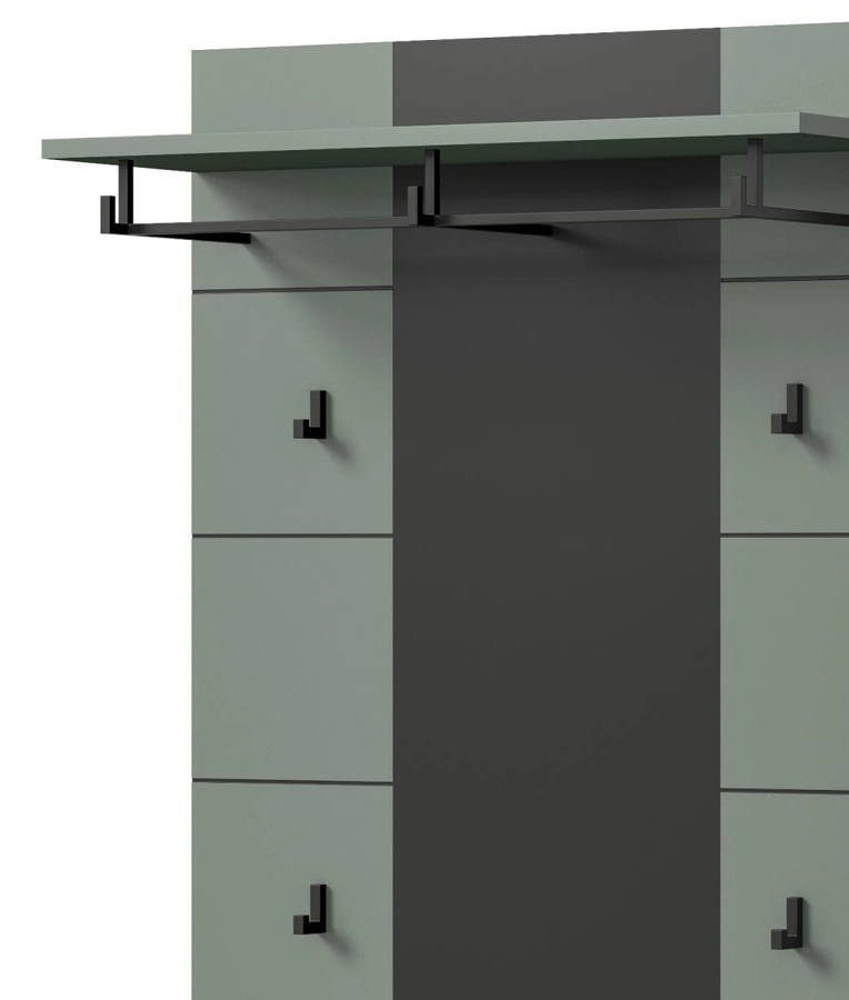 Inn.Furn Garderoben-Set Cooper 5-teilig in Salbei und Grau mit Schuhschrank, Spiegel, Bank und Paneel, Breite: 255 cm - Bild 3