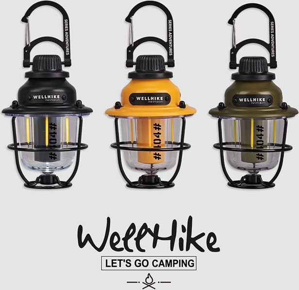 WELLHIKE LED Camping Außenbeleuchtung in Tannenzapfen-Optik, warmweißes Umgebungslicht für Zelt und Garten, Schwarz - Bild 1