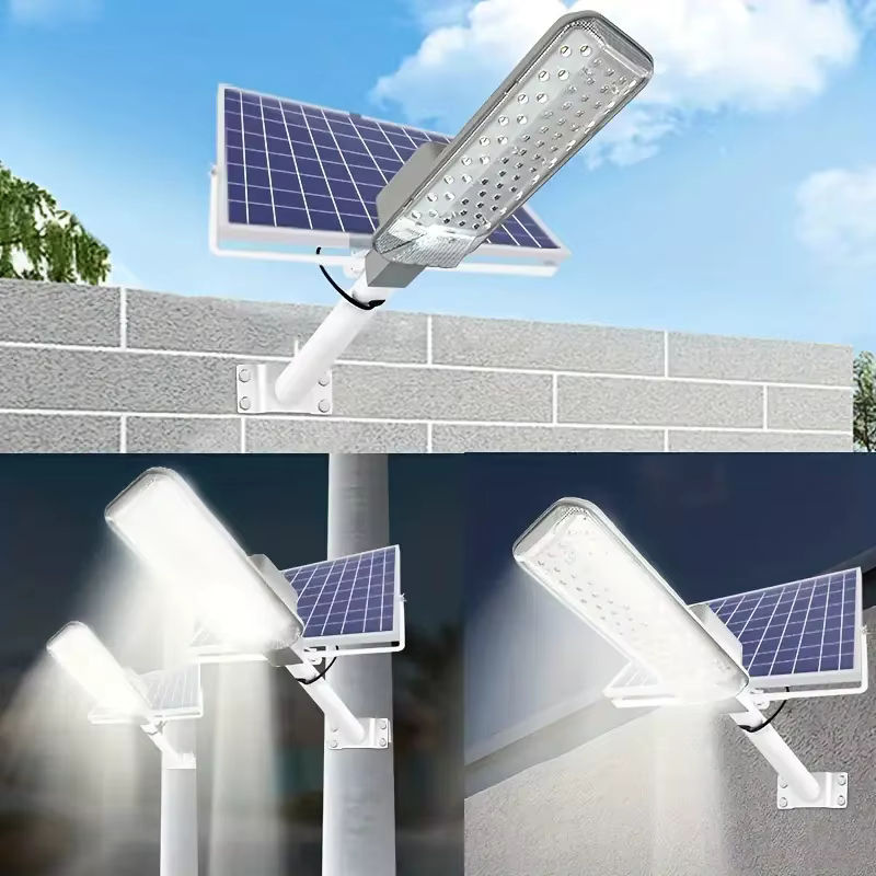 YQCHEZI Solar-Straßenlaterne für den Außenbereich in Weiß mit Dämmerungssensor und modernem Design - Bild 4