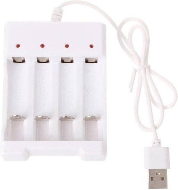 Elenxs Gogo USB Schnellladegerät mit 4 Steckplätzen für AAA und AA Akkus in Weiß - Bild 1