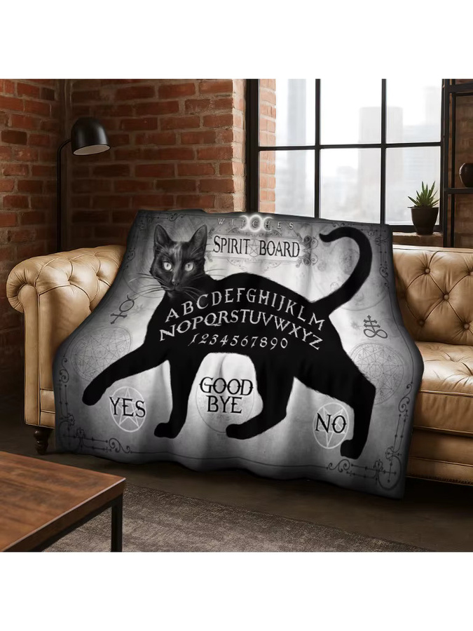 Faviora Flanelldecke mit Katze Ouija Tarot Gothic Design in Multicolour - Bild 2