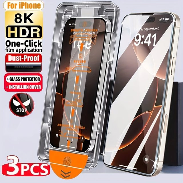 3er-Pack ZMZE Sichtschutzfolie aus gehärtetem Glas für iPhone 17 16 15 14 13 12 11 Pro Max Air 16e XR XS, transparent - Bild 1