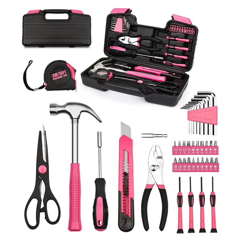 Camecho 39-teiliges Werkzeugset in Rosa für Reparaturen im Haushalt - Bild 6