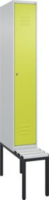 C+P Spind Classic PLUS Garderobenspind mit Sitzbank, 1 Abteil, Lichtgrau, B: 212,0 cm, H: 81,5 cm, T: 30,0 cm - Bild 1