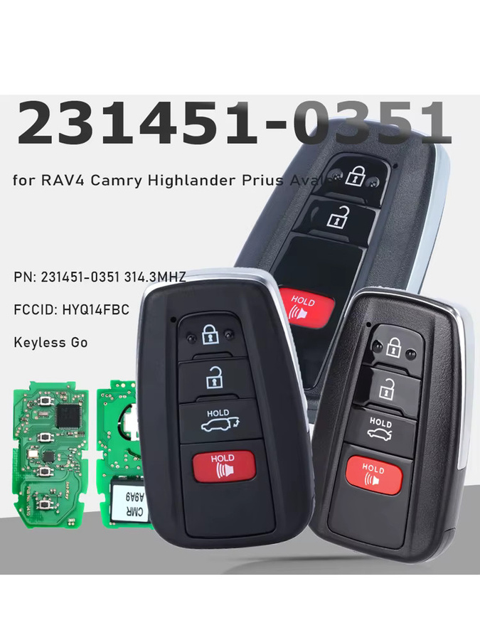 KEYECU Smart Remote Key Fob 231451-0351 in Schwarz, 314,3 MHz für Toyota RAV4 Camry Highlander Prius Avalon 2018-2021, HYQ14FBC - Bild 6