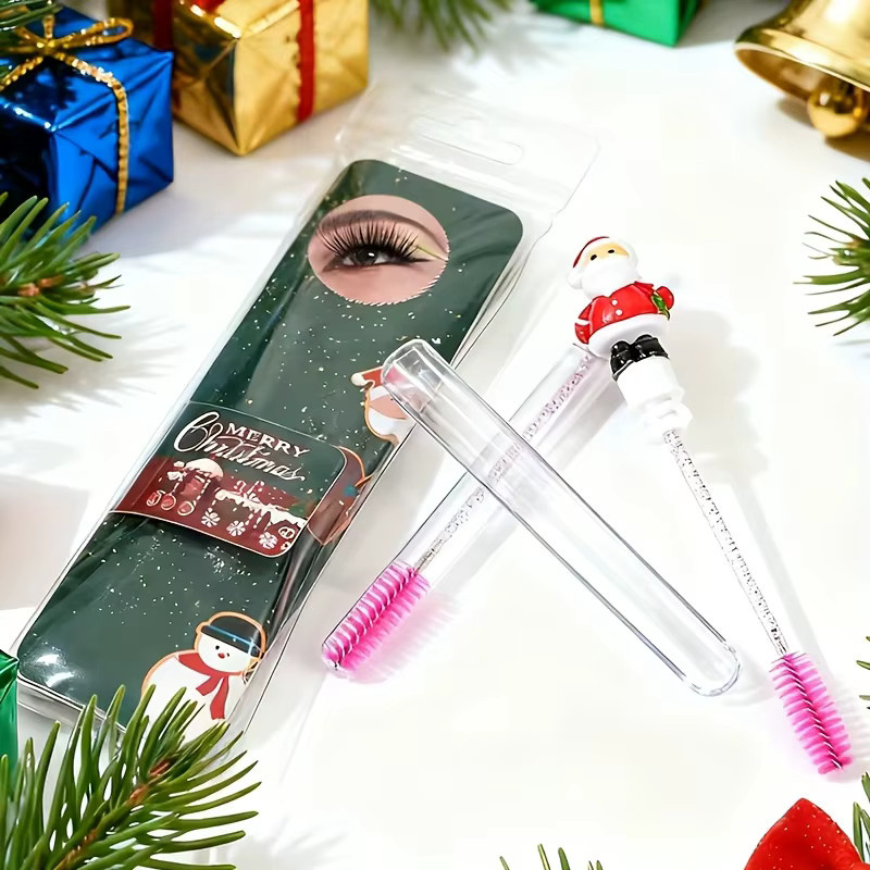 Weihnachts-3D-Weihnachtsmann Wimpern- und Augenbrauenpinsel, 2 Stück, Unisex - Bild 2