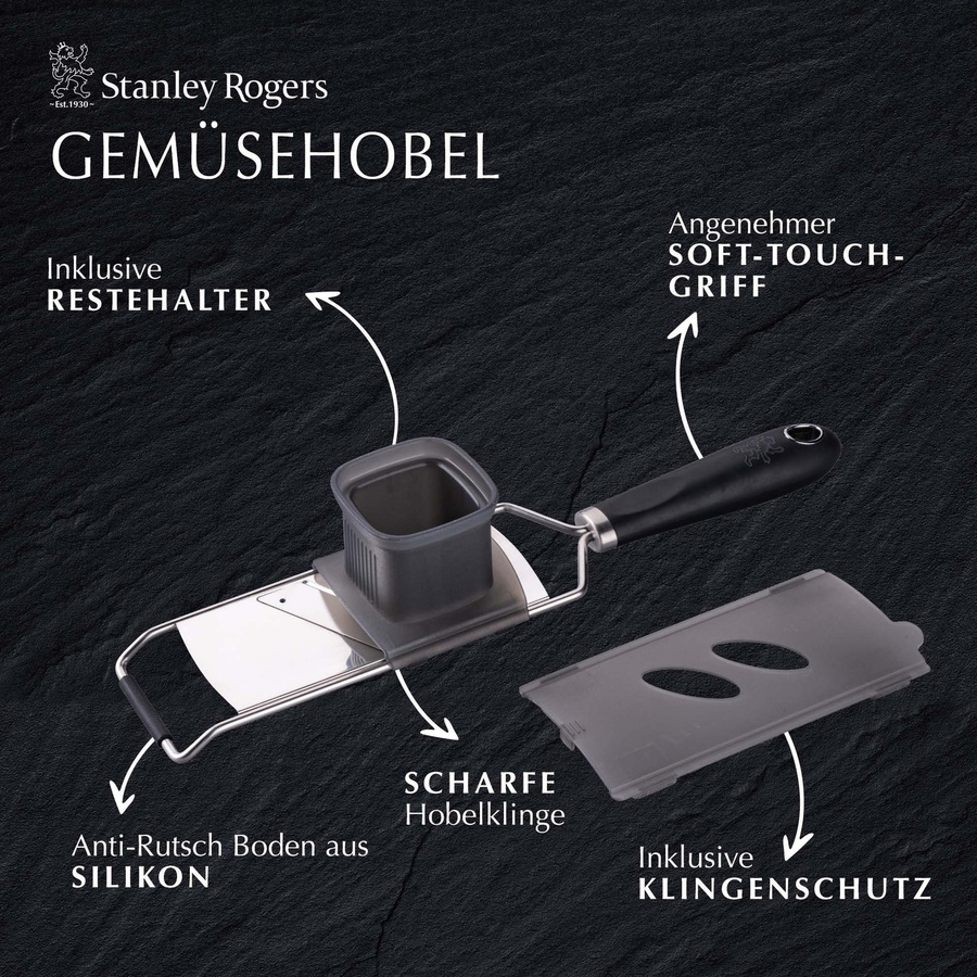 Stanley Rogers Gemüsehobel Pride, 4-teiliges Set aus Edelstahl und Kunststoff mit Behälter und Fingerschutz - Bild 3