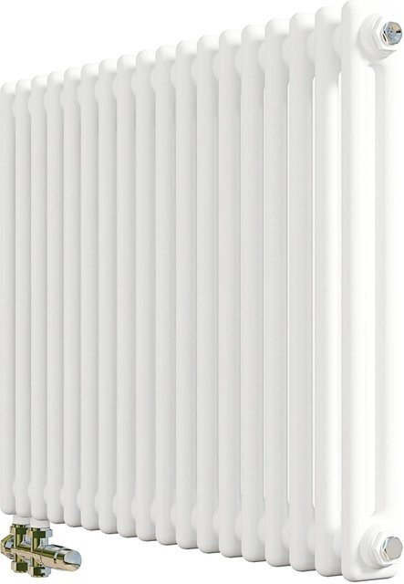 AICA Traditioneller Heizkörper im Gusseisenstil mit 2 Spalten und Seitenanschluss, Weiß, Höhe: 83 cm, Breite: 60 cm - Bild 1