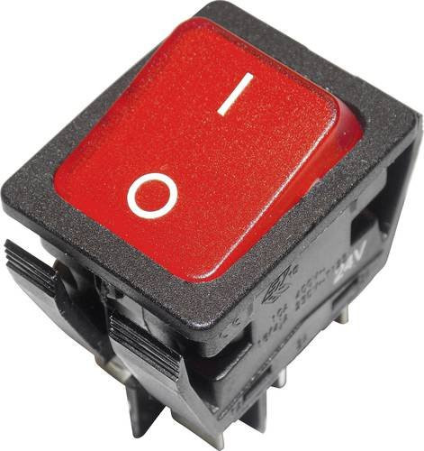 Arcolectric Wippschalter C6057ALFAB in Rot, 24V DC/AC, 16A, 2 x Aus/Ein rastend - Bild 1