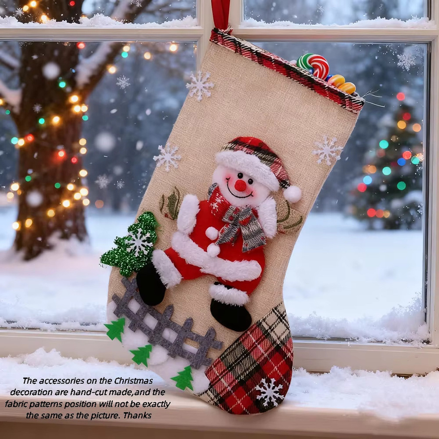 2er-Set Weihnachtsstrümpfe in Rot mit Karomuster als Textil-Deko für den Weihnachtsbaum - Bild 5