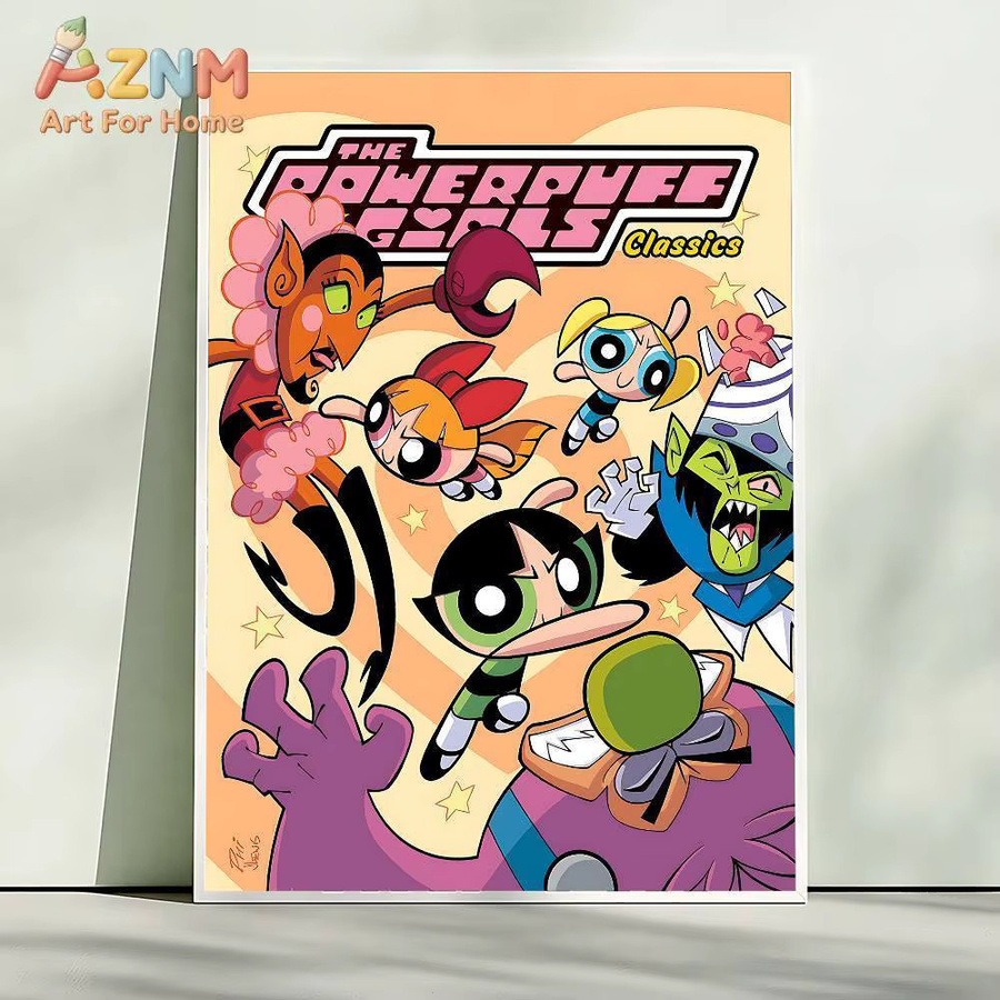 Kayou Powerpuff Girls Cartoon-Poster in HD-Qualität, Retro Wandkunst und Kawaii Raumdekoration, Mehrfarbig - Bild 2