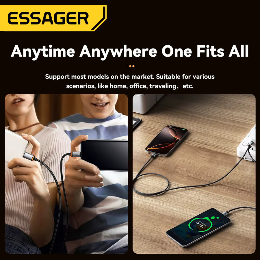 Essager 2 in 1 USB Typ C Schnellladegerät und Datenkabel mit 100W in Schwarz - Bild 2