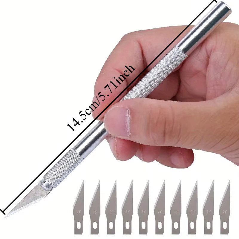 TWBEB Skalpell Messer Set aus Metall in Silber mit 42 Klingen für Bastelarbeiten und Reparaturen - Bild 3
