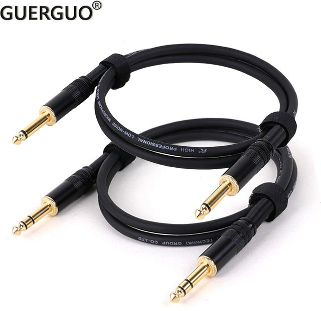 GuerGuo Gitarrenkabel mit vergoldetem 6,5 mm Jack TS/TRS Stecker für Akustikgitarre, Mandoline und Pro Audio zu Verstärker in Orange oder Schwarz - Bild 1