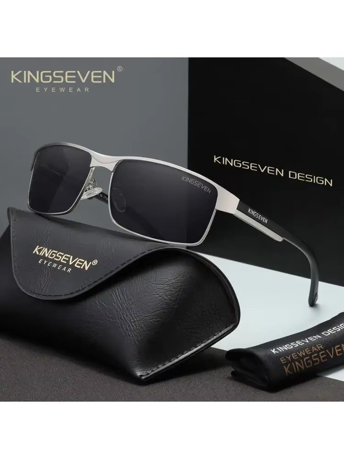 KINGSEVEN Sonnenbrille Rechteck, Vollrand, Metall, polarisiert, Männer - Bild 3