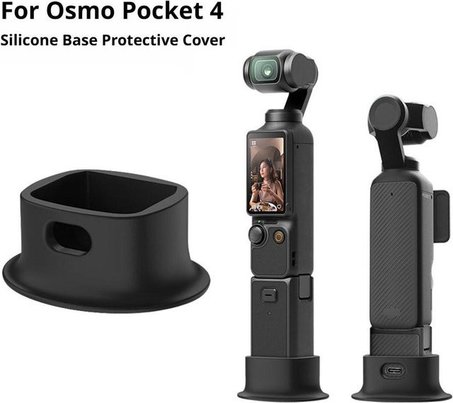 Silikon-Schutzbasis für DJI Osmo Pocket 4 in Schwarz, rutschfeste und stoßfeste Standabdeckung mit Ladeanschluss und sturzsicherem Kamerahalter - Bild 1