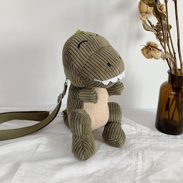Süßer Plüsch Baby Dinosaurier Rucksack Tasche Puppe, dunkelgrün - Bild 1