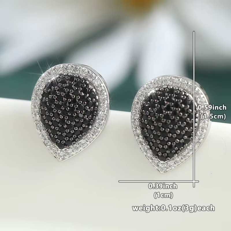 YoYo Ohrstecker, Silberfarben, Schwarze Synthetische Zirkonia, Unisex - Bild 3