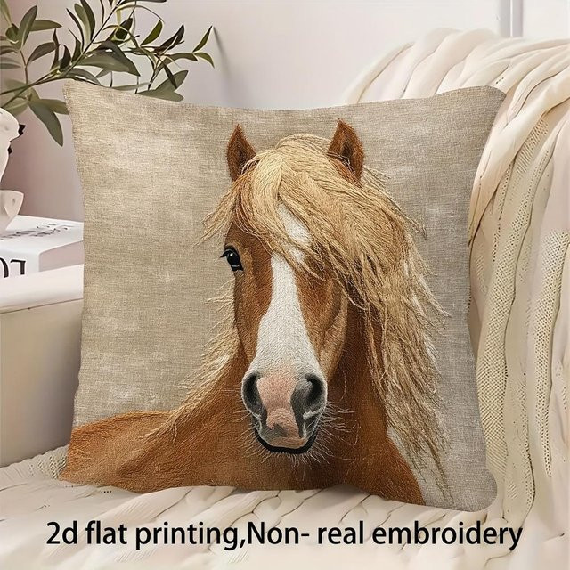 Haflinger Kissenbezug mit 2D-Flachdruck in Beige, B/H: 30 x 30 cm - Bild 1