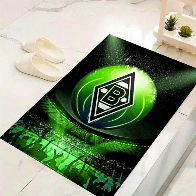 Borussia Mönchengladbach Teppich in Schwarz-Grün, rutschfeste Bodenmatte aus Polyester für Wohnzimmer, Schlafzimmer oder Kinderzimmer, B/T: 40 x 60 cm - Bild 1