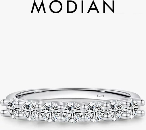 MODIAN Ehering Moissanit, 925 Silber, Damen