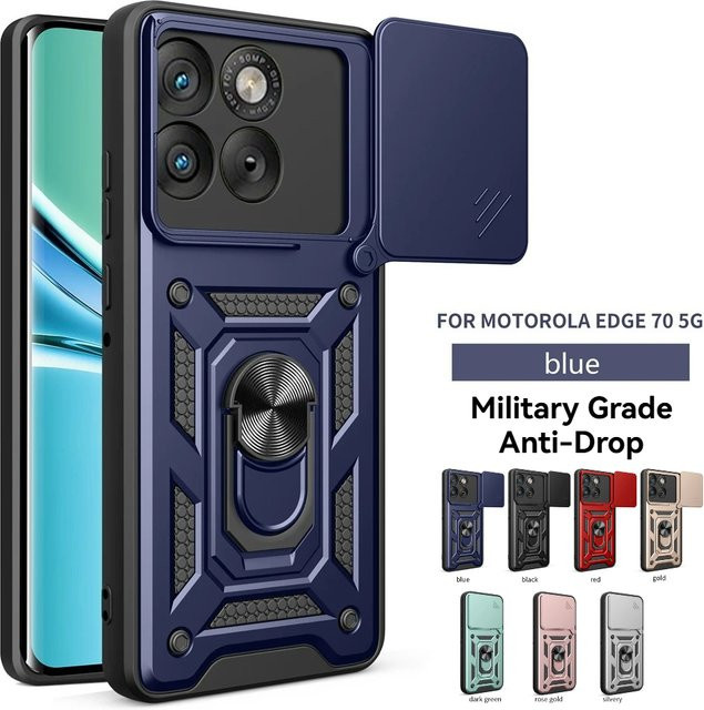 Motorola Moto Edge 70 Magnetische Schutzhülle mit 360 Grad drehbarem Ring und Kameraobjektiv-Schutz in Schwarz - Bild 1